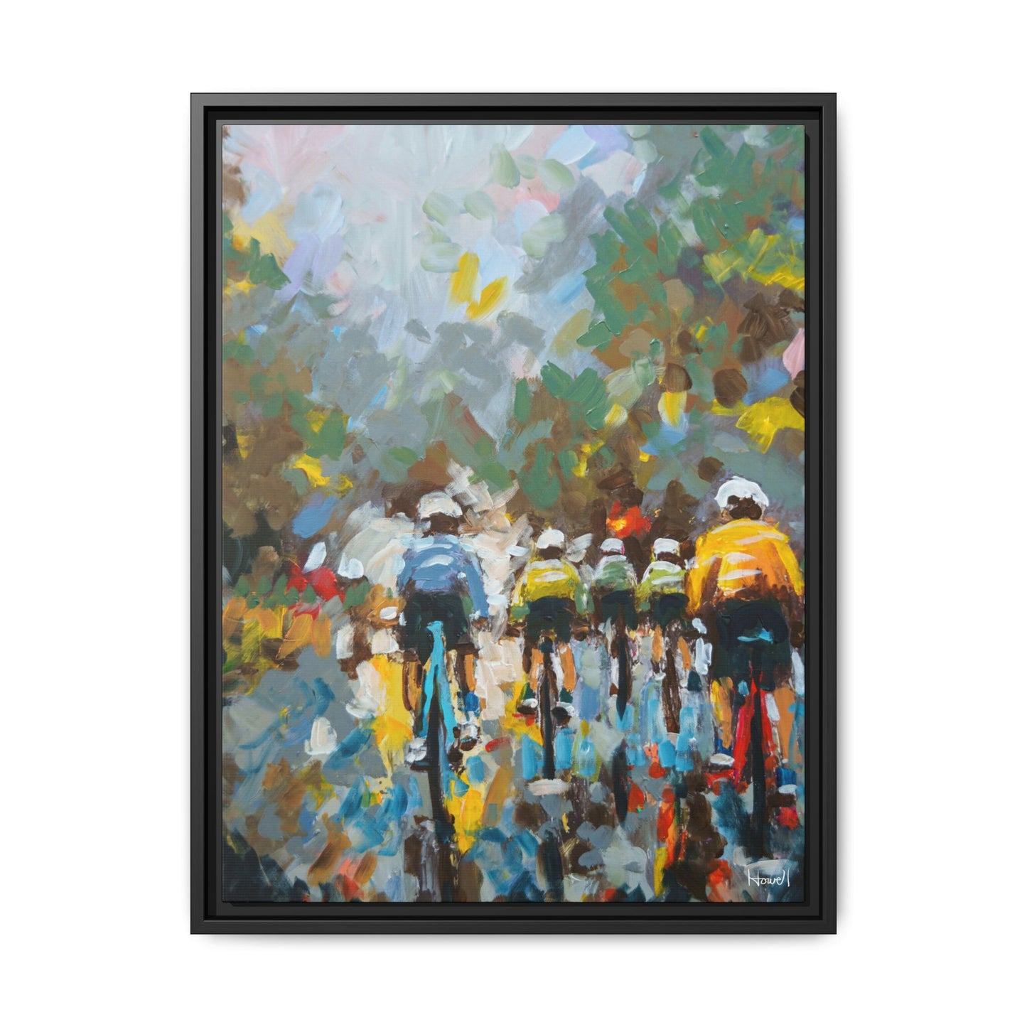 Road Bikes in the Rain II - Framed Giclée Canvas Print