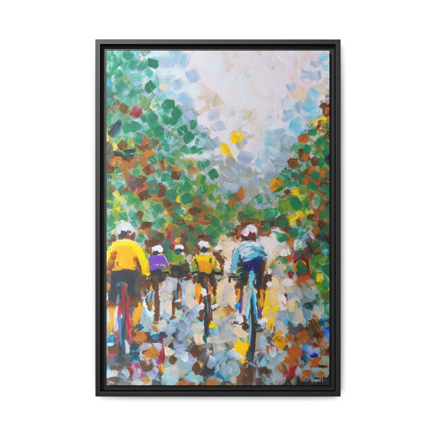 Road Bikes in the Rain III - Framed Giclée Canvas Print