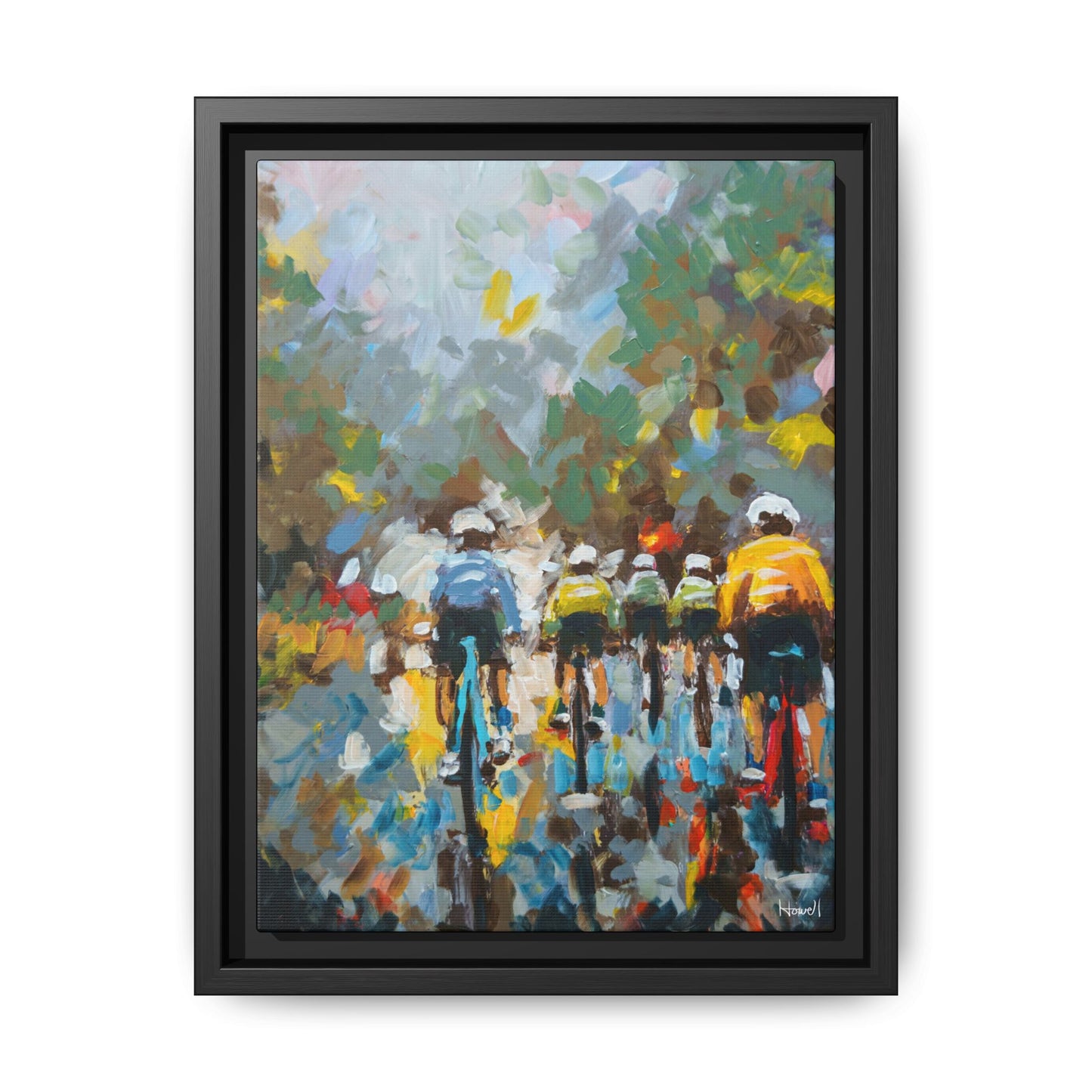 Road Bikes in the Rain II - Framed Giclée Canvas Print