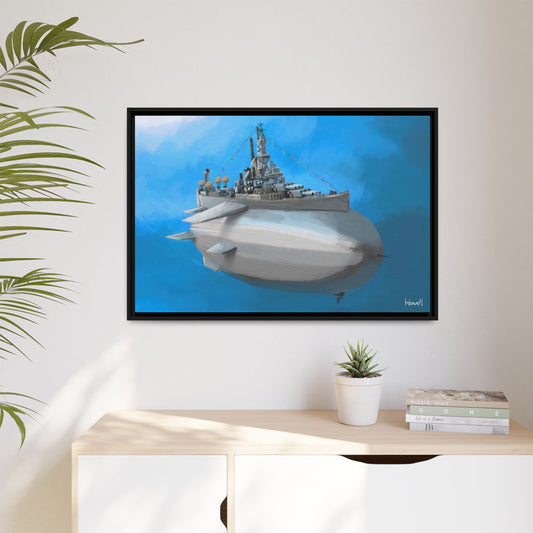Battle Blimp - Framed Giclée Canvas Print