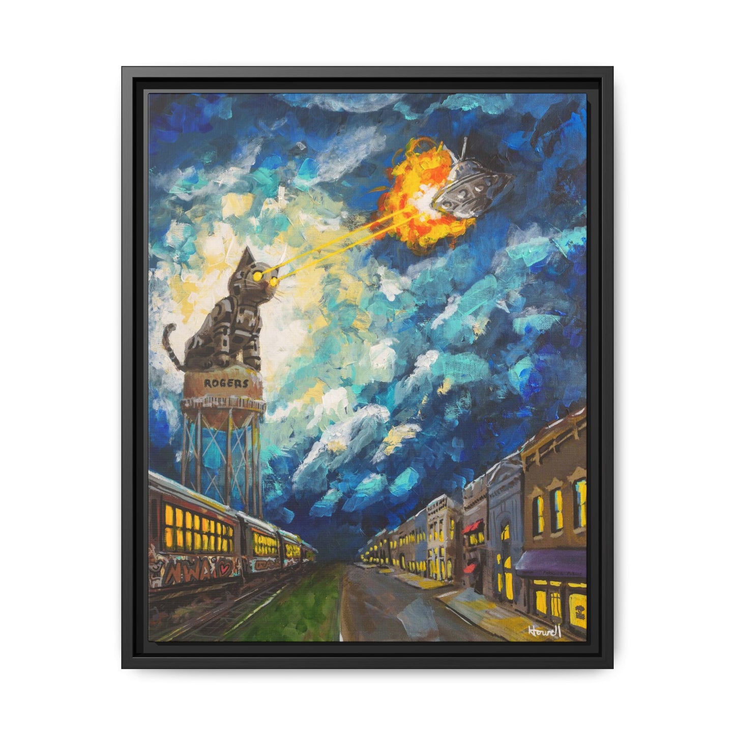 Rogers Laser Cat - Framed Giclée Canvas Print