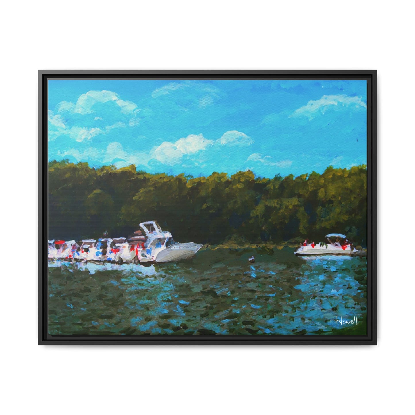 Beaver Lake Boats - Framed Giclée Canvas Print