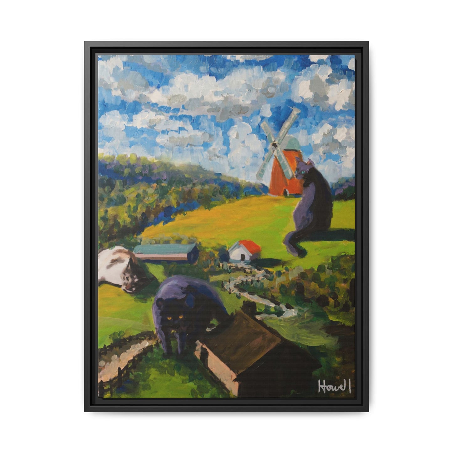 Isaac's Cats - Framed Giclée Canvas Print