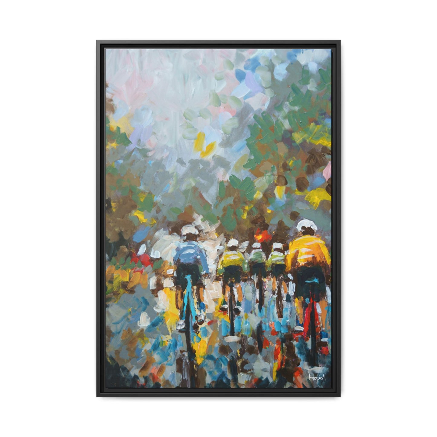 Road Bikes in the Rain II - Framed Giclée Canvas Print
