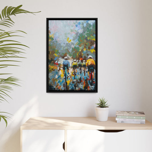 Road Bikes in the Rain II - Framed Giclée Canvas Print