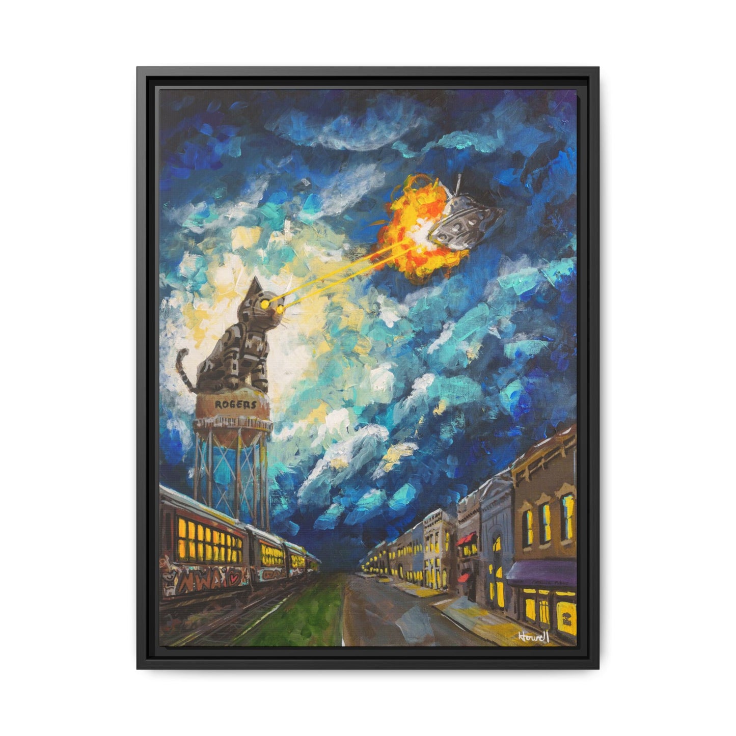 Rogers Laser Cat - Framed Giclée Canvas Print