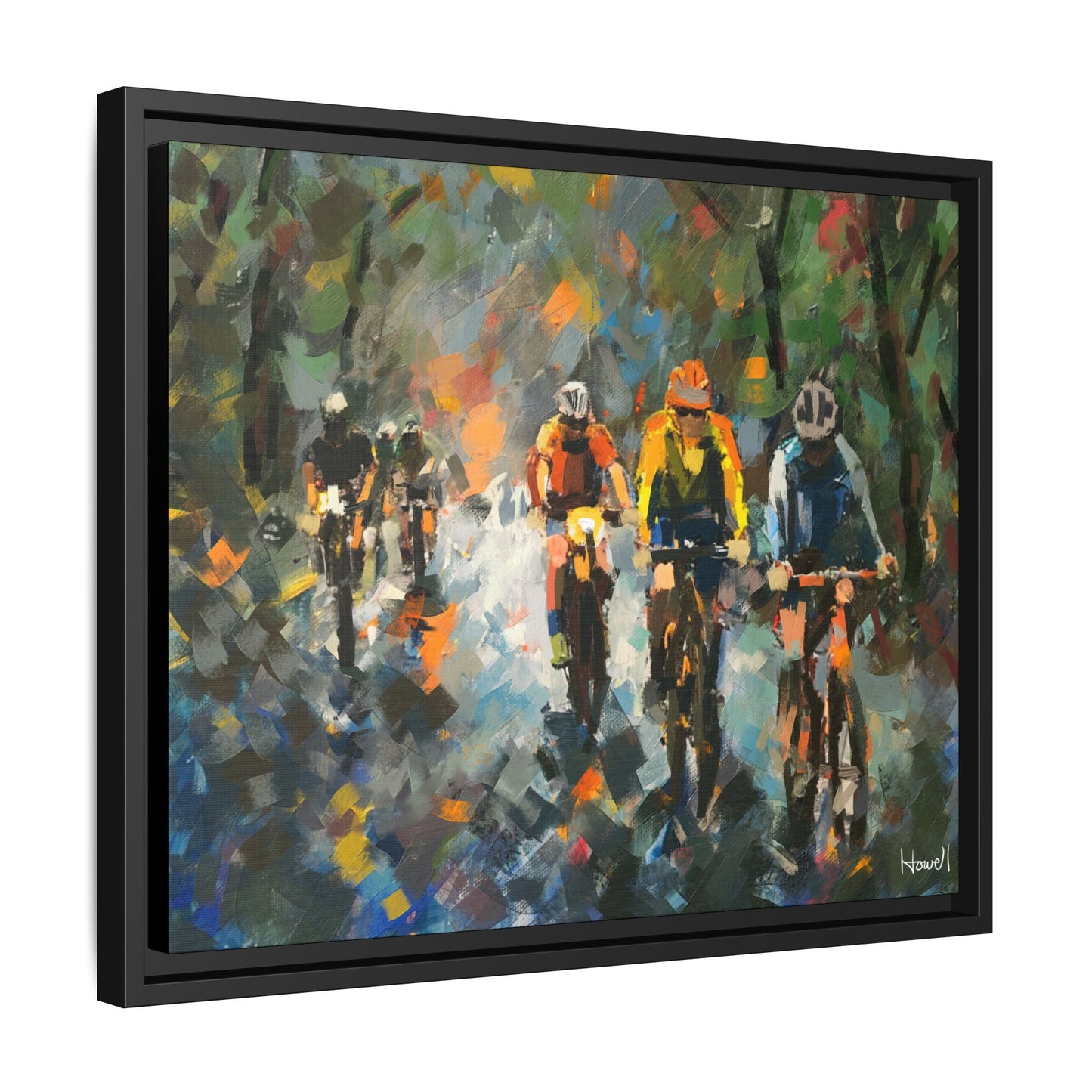 Road Bikes in the Rain VIII - Framed Giclée Canvas Print