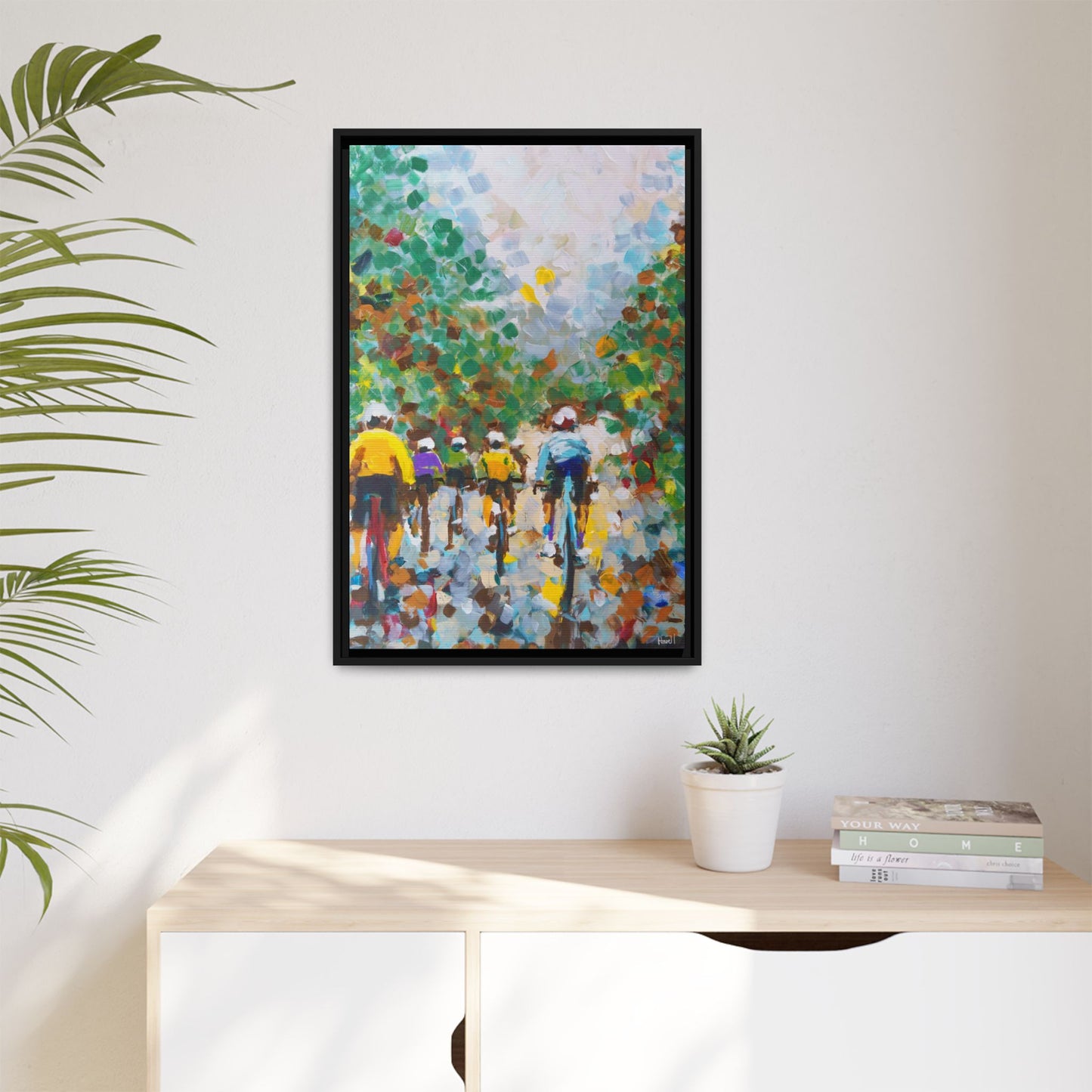 Road Bikes in the Rain III - Framed Giclée Canvas Print
