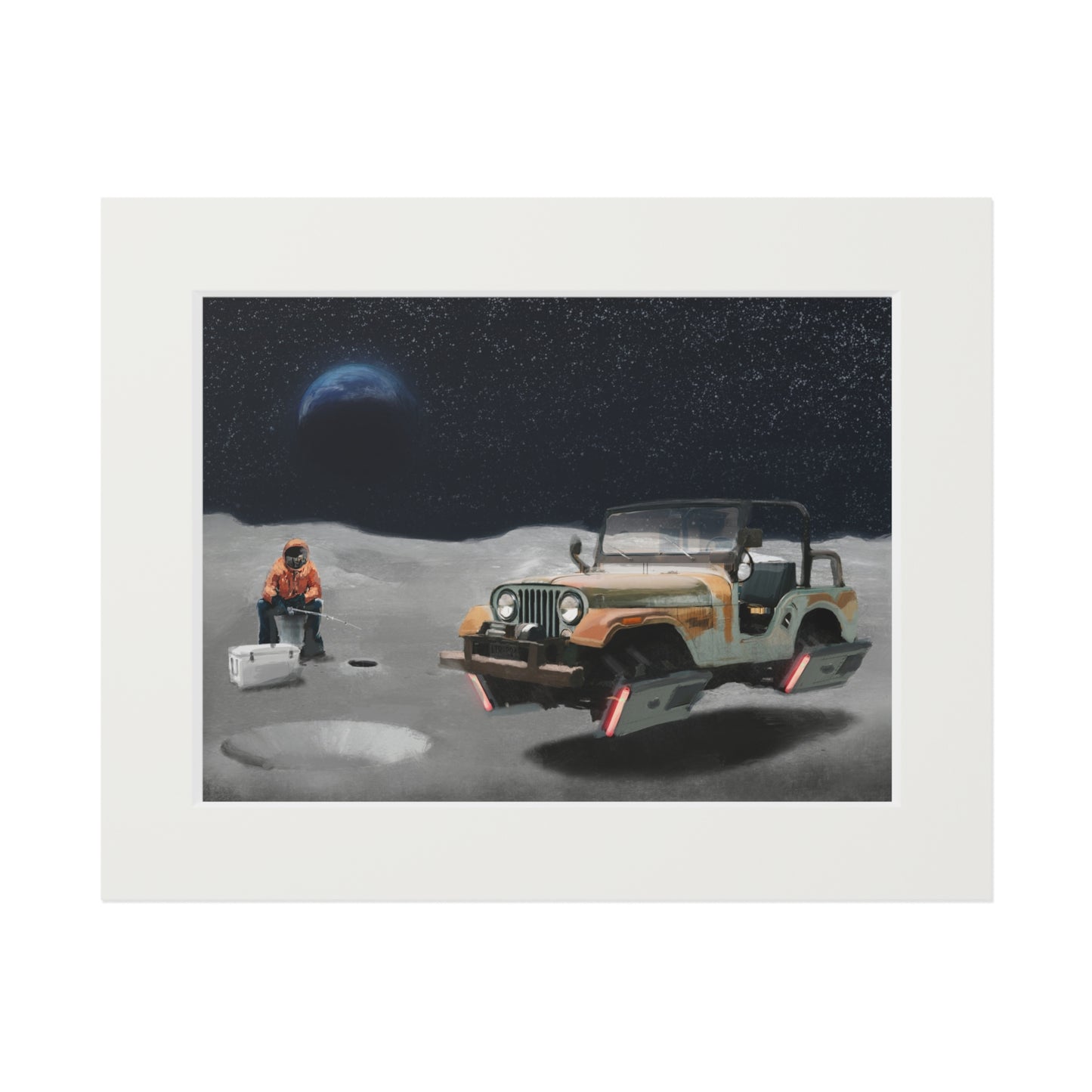 Ice Fishing on the Moon — giclée art print by Ozark Modern