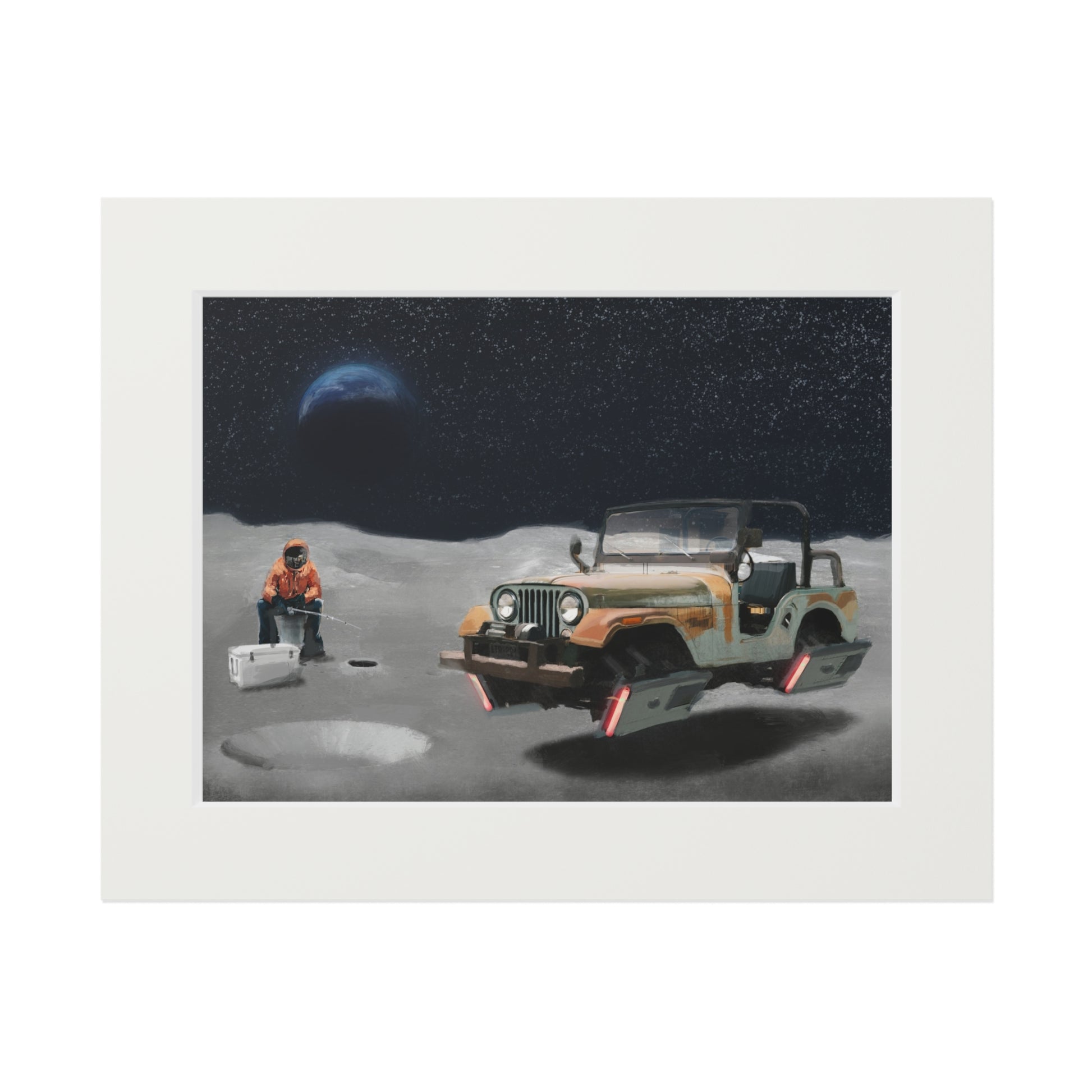 Ice Fishing on the Moon — giclée art print by Ozark Modern