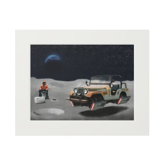 Ice Fishing on the Moon — giclée art print by Ozark Modern