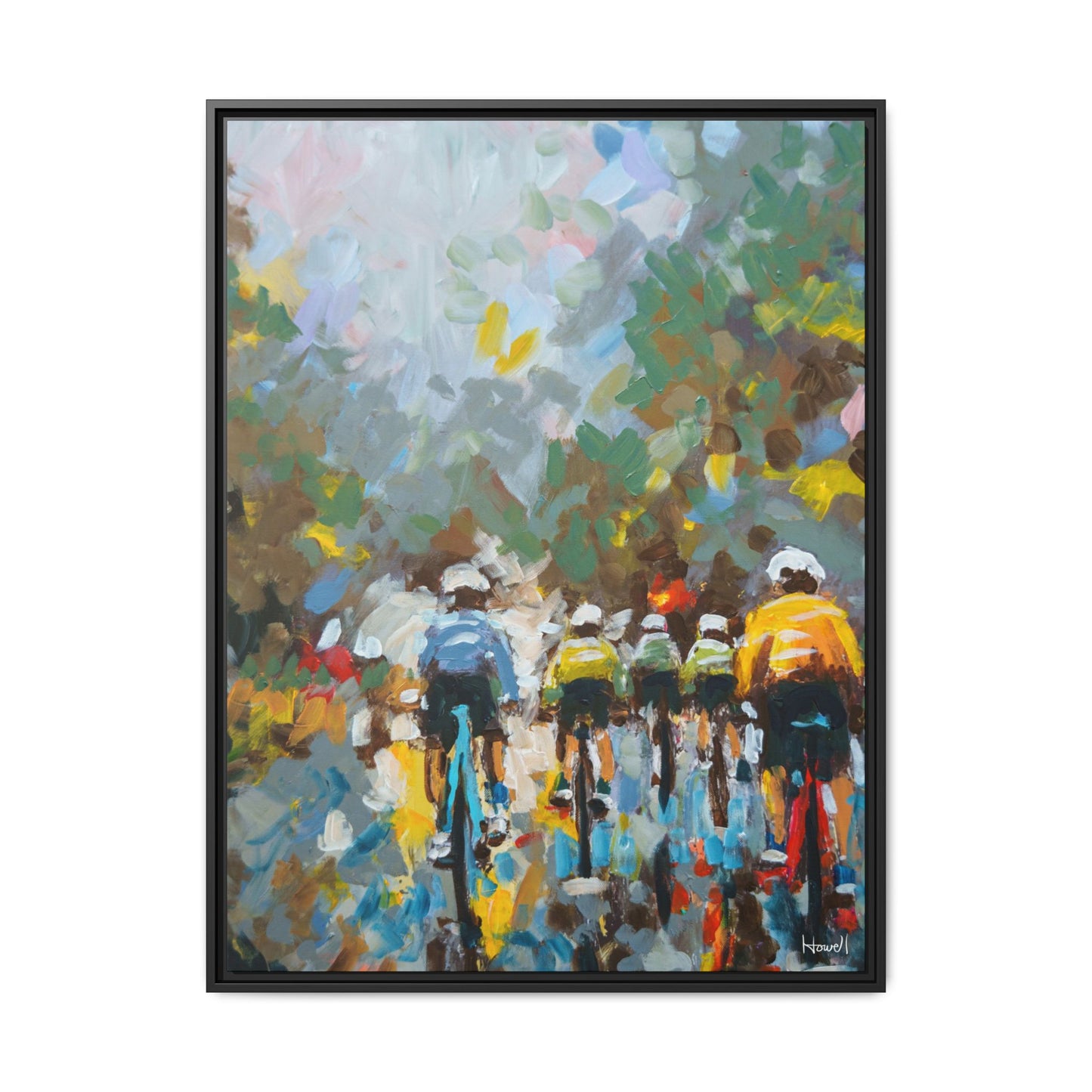 Road Bikes in the Rain II - Framed Giclée Canvas Print