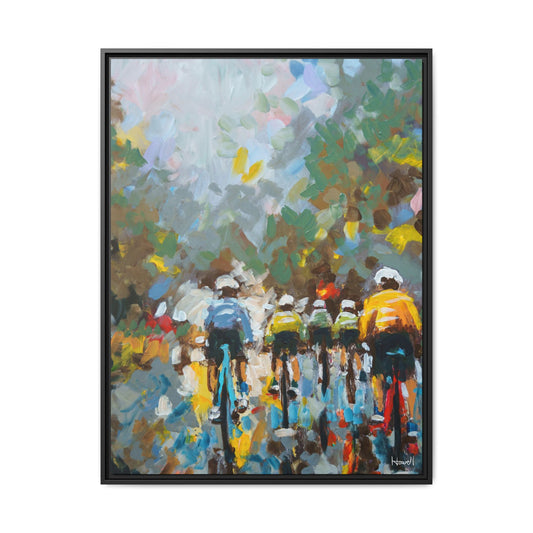 Road Bikes in the Rain II - Framed Giclée Canvas Print