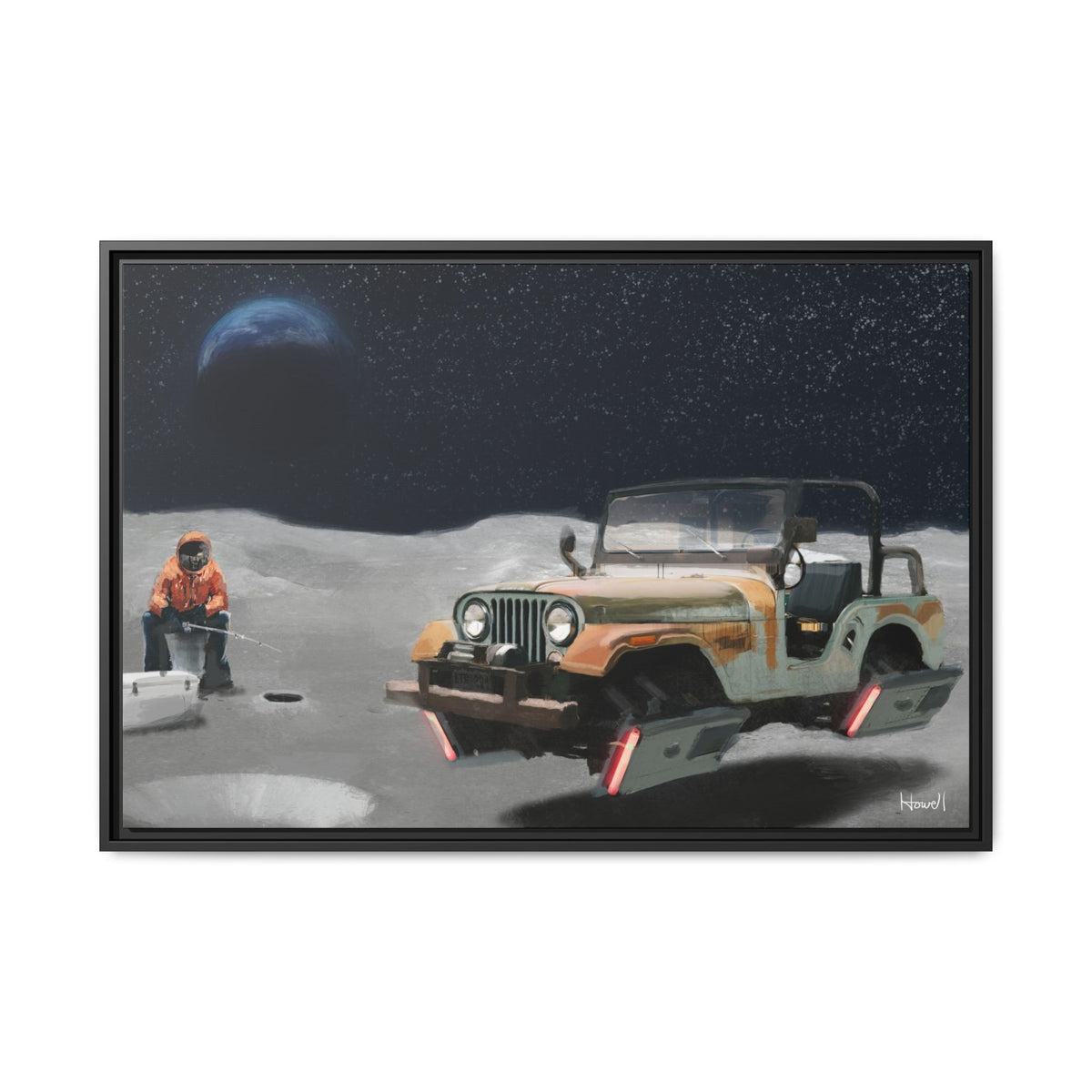 Ice Fishing on the Moon — giclée art print by Ozark Modern, view 3