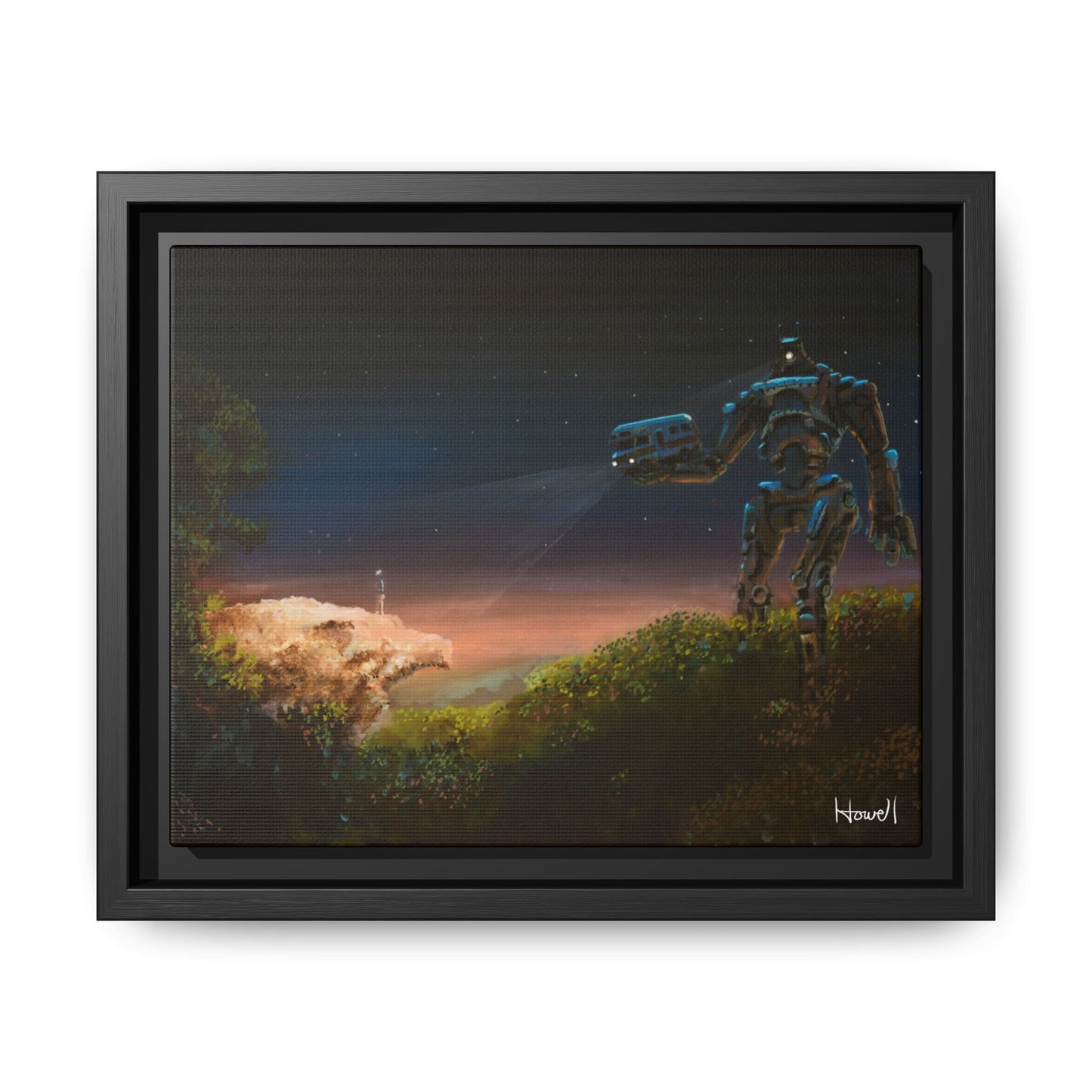 Hawksbill Crag Robot - Framed Giclée Canvas Print