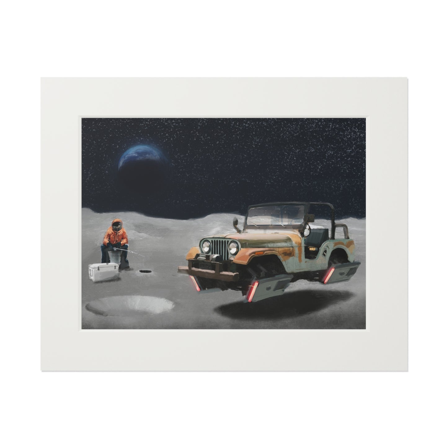 Ice Fishing on the Moon — giclée art print by Ozark Modern, view 2