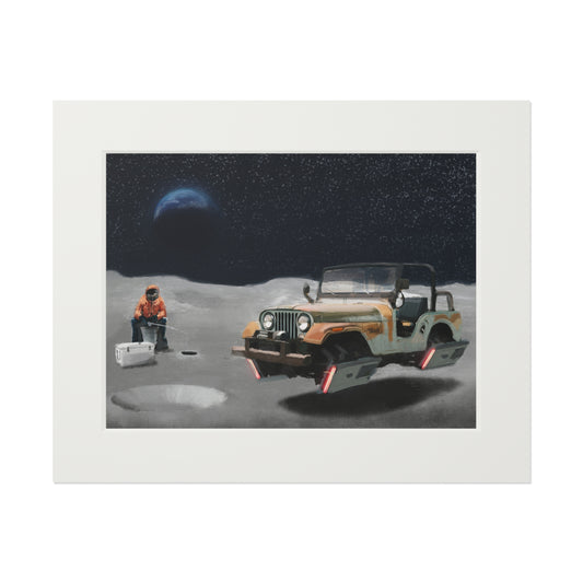 Ice Fishing on the Moon — giclée art print by Ozark Modern, view 2
